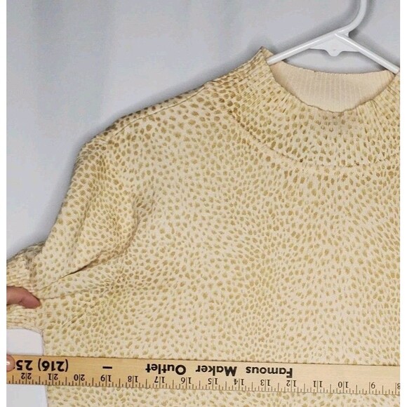 Liz Sport Short Sleeve Mock Sweater Women Petite Lg Animal Cotton Quiet Luxury - Picture 5 of 6
